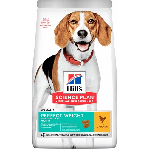 Hill’s Science Plan Adult 1+ Perfect Weight Medium s piletinom - 12 kg
