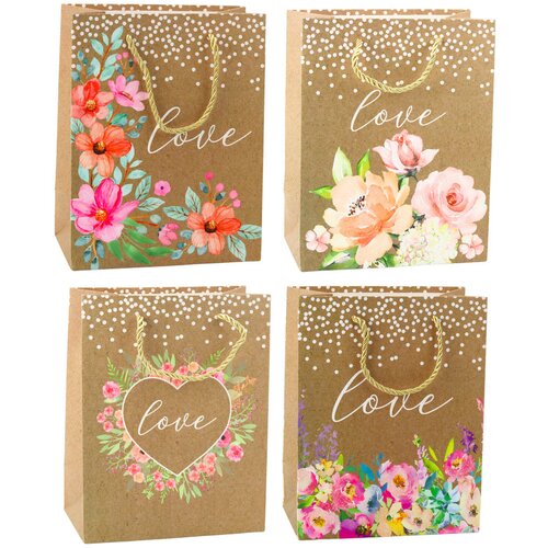 GIFT Bag Love Inscription Flowers 23 x 18 x 10.5 cm Slike