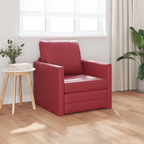 vidaXL Floor Sofa Bed 2-v-1 Bordo 74x77x81 cm Umetno usnje Cene
