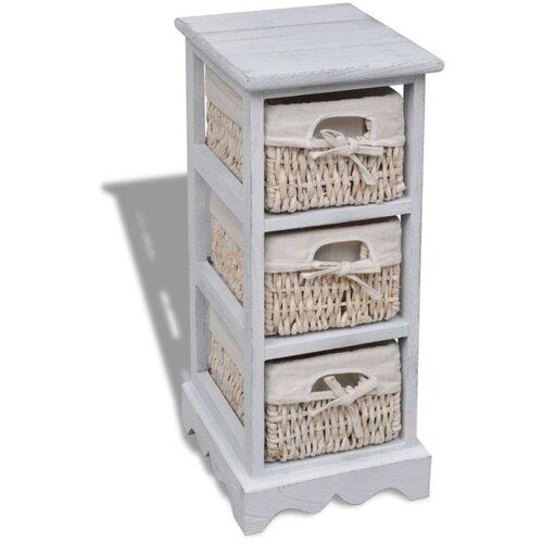 vidaXL 240796 Wooden Storage Rack 3 Weaving Baskets White Cijene