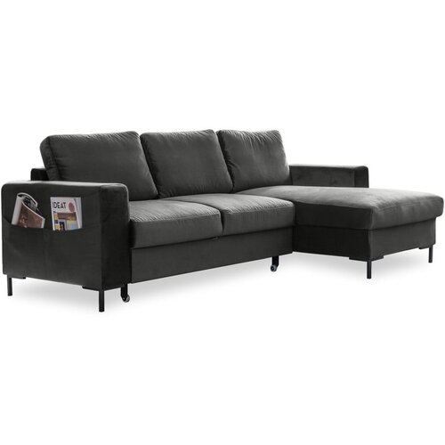 Miuform temno siv žametna sedežna garnitura Lofty Lilly, desni kot Slike