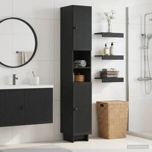  Kupaonski ormar s otvorenom policom EDE Crna 30 x 31 x 190 cm - Crna Cijene