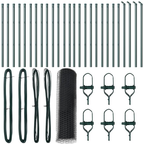 vidaXL Heksagonalna Ograja Siva 0,4x50 m Jeklo, Ograje 13 kosov Zelena Ø32 mm 80 cm Galvanizirano Jeklo Cene
