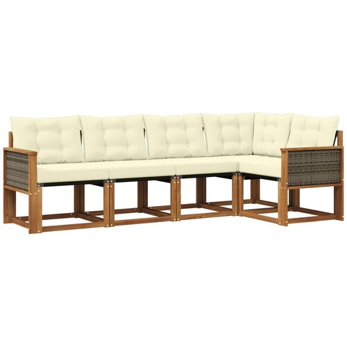 vidaXL Zunanja garnitura za sedenje z blazino 5 pcs Naravna in smetana, (5000280463) Cene