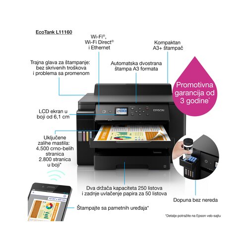 Epson Tiskalnik L11160 A3 + ITS Slike