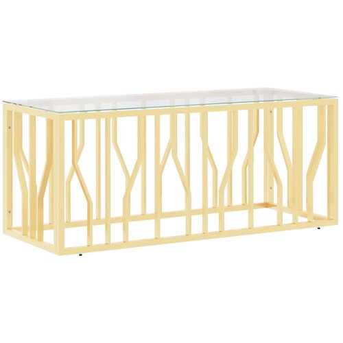 Maison Chic Klubska mizica - kavna mizica - Nizka mizica 110x45x45 cm nerjaveče jeklo in steklo, (21754362) Cene
