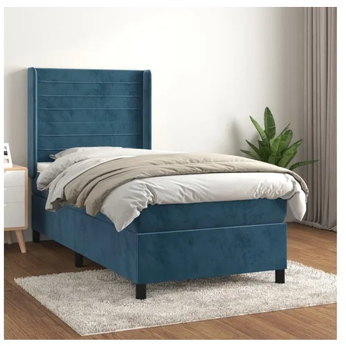 vidaXL Box spring krevet s madracem tamnoplavi 90x190 cm baršunasti