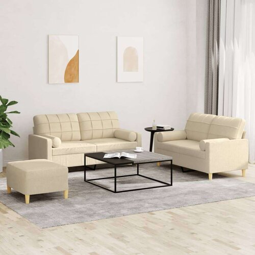 3-dijelni set sofa s jastucima krem od mikrovlakana Cijene