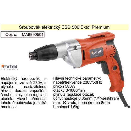 Extol Premium Električni izvijač ESD500, (21072369)