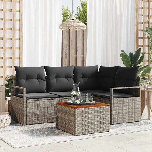  Sjedeća garnitura za vrt 5 kom. Siva poliratan 177 x 122 x 69 cm Slike