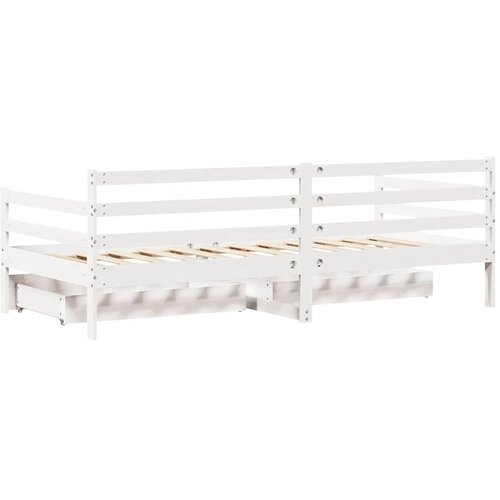  Dnevni krevet s ladicama bez madraca bijeli 90x190 cm masivno drvo Slike