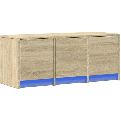  ormarić s LED svjetlima boja hrasta 97x34x40 cm drveni Slike