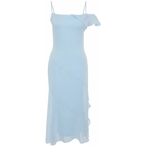 Trendyol Light Blue Flounced Chiffon Stylish Evening Dress
