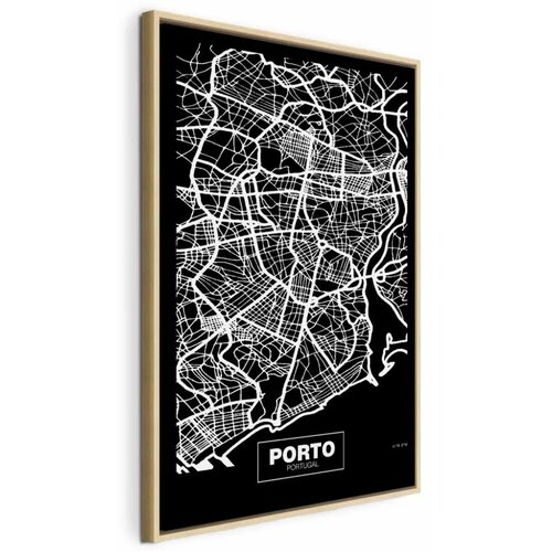  Slika - Negative Map: Porto (1 Part) Vertical 40x60 U prirodnom drvenom okviru Cijene
