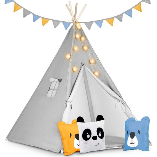 Nukido Kids Teepee Tent with Lights and Cushions - Gray Play Tent for Indoor and Outdoor Fun, (21740646) Slike