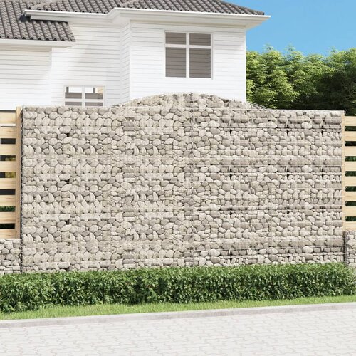 VidaXL Gabionska ko&amp;scaron;ara s lukom 400x30x220/240 cm pocinčano željezo Slike