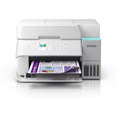 Epson L6376 ecotank, print-scan-copy, color, A4, 4800X1200, lan, wi-fi, adf, lcd, duplex print @ scann, white C11CL43404 Slike
