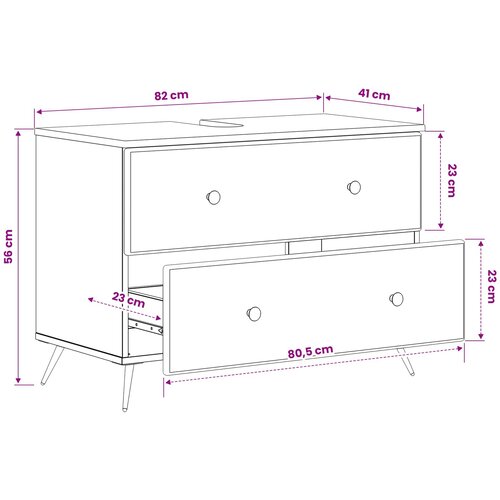  Kupaonski ormarić za sudoper BREDA Crna 82 x 41 x 59 cm Slike