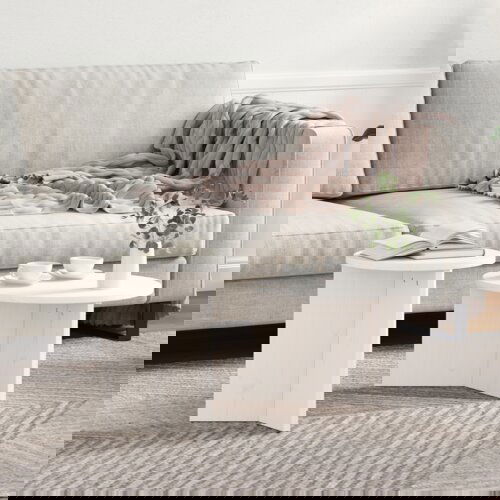 VidaXL Set kavno mizico 2 pcs Bela 49 x 49 x 28 cm Masivno borovo les Slike