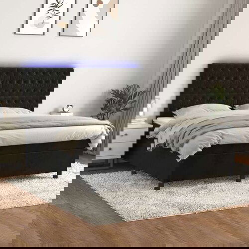  Box spring s madracem LED crni 160x200 cm bar&amp;scaron;un Slike