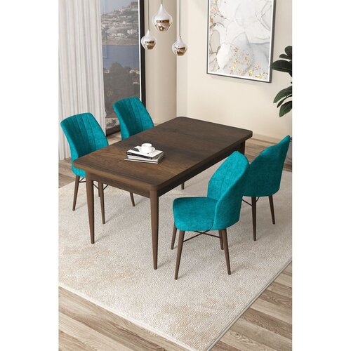 Hanah home Set Trpezarijski sto i 4 stolice Arp, tirkizno smeđa Cene