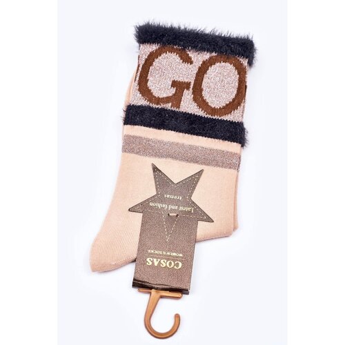 Kesi Women's Cotton Socks GO-GO With Fur COSAS Beige Slike