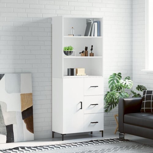 VidaXL Visoka omara bela 69,5x34x180 cm inženirski les Slike
