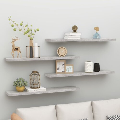 VidaXL Plutajuće zidne police 4 kom boja betona 120x23,5x3,8 cm MDF Slike