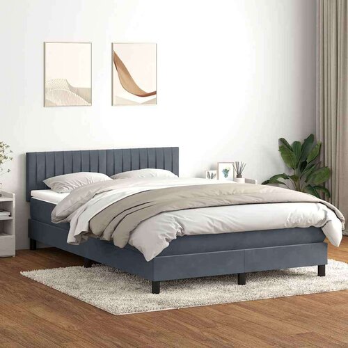 VidaXL Krevet s oprugama i madracem tamnosivi 160x210 cm bar&amp;scaron;unasti Slike