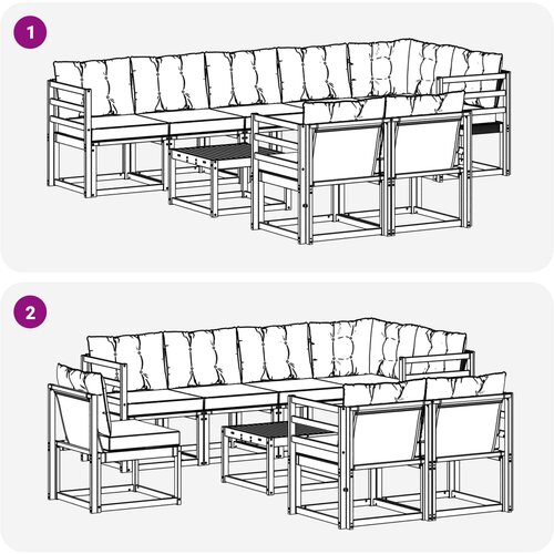  Set vanjskih sofa 9 kom. Prirodna i svijetlo siva Slike