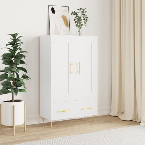  Visoka komoda bijela 69,5 x 31 x 115 cm od konstruiranog drva Slike
