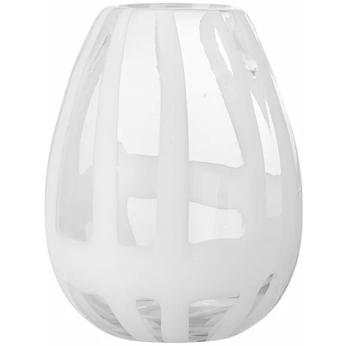 Bloomingville Bela steklena ročno izdelana vaza (višina 18 cm) Cosmin –