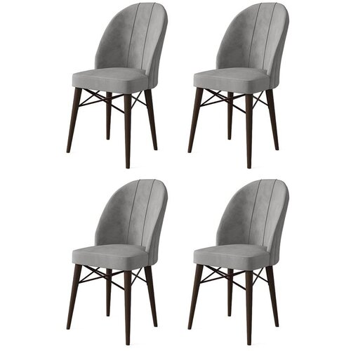 Hanah home Ritim - Grey, Brown GreyBrown Chair Set (4 Pieces) Cene