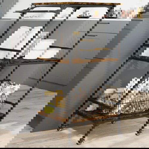 VidaXL Kuhinjska kolica boja hrasta 60 5x50x105 cm konstruirano drvo Slike