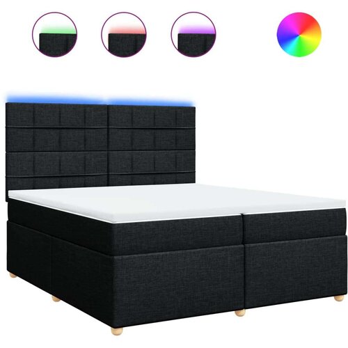 VidaXL Krevet s oprugama i madracem crni 200x200 cm od tkanine Slike