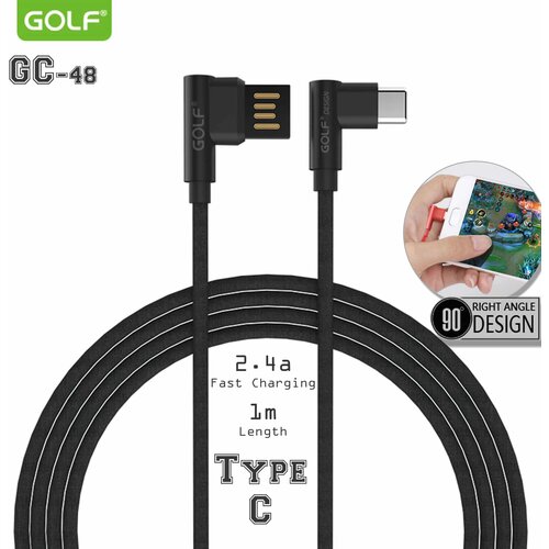USB kabl tip C 1m 90° GOLF GC-48T crni Cene