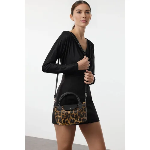  Leopard Printed Flap Crossbody Brown Mini Women's Shoulder Bag