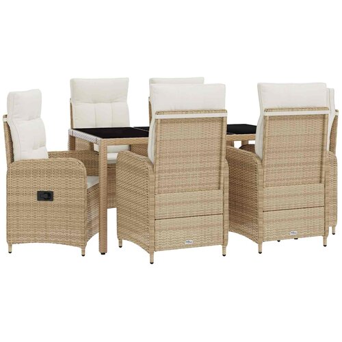 vidaXL Zunanja jedilnica z blazino 7 pcs Bež in smetanasto bela, (5000280442) Cene