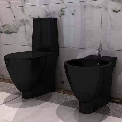  Set crne keramičke toaletne školjke i bidea