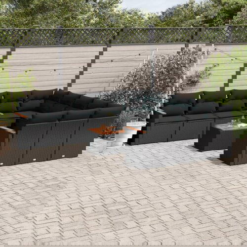 vidaXL 12-dijelni set vrtnih sofa od poliratana s jastucima crni Cijene