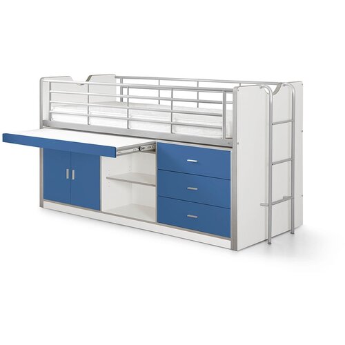Vipack Bela/modra dvignjena otroška postelja s prostorom za shranjevanje z letvenim dnom 90x200 cm Bonny – Cene