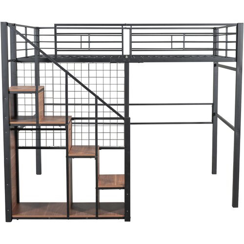 Lumor Postelja z mezzanine za otroke 140x200 cm - Z zaščitnimi stopnicami in shranjevanjem - Črna, (22156080) Cene