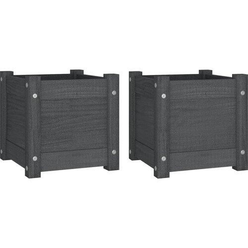 VidaXL Vrtno cvetlično korito 2 kosa sivo 31x31x31 cm trdna borovina, (20757620) Slike