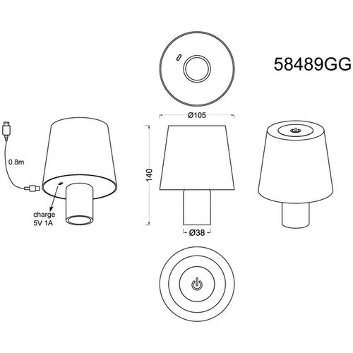 Globo stolna lampa led 1W 3.7V 6000K usb-c yara siva Slike