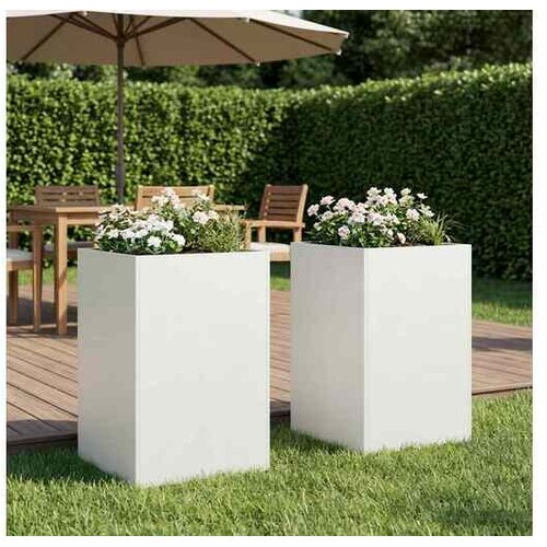 vidaXL Vrtna saksija 2 kom. Bijela 50 x 50 x 75 cm Čelična vrata - Bijela 50 x 50 x 75 cm 2 Cene