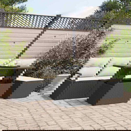 vidaXL Vrtna sedežna garnitura z blazino 6 pcs Črna in krem Cene