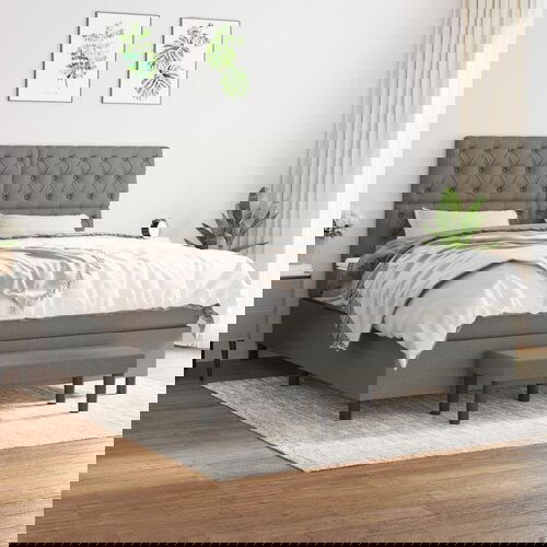 VidaXL Okvir kreveta s oprugama i madrac svjetlosivi 160x200cm tkanina Slike