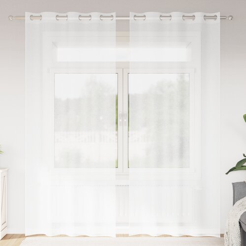 vidaXL Zavese z zavesami 2 pcs Bela 140 x 260 cm Poliester Cene