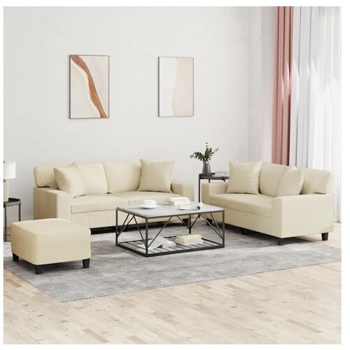 vidaXL 3-dijelni set sofa s jastucima krem od umjetne kože Cijene