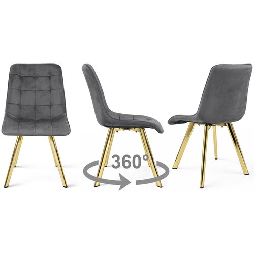  Okretna stolica CIEZA 360, tamnosivi bar&amp;scaron;un, zlatne metalne noge, set 3 kom Slike